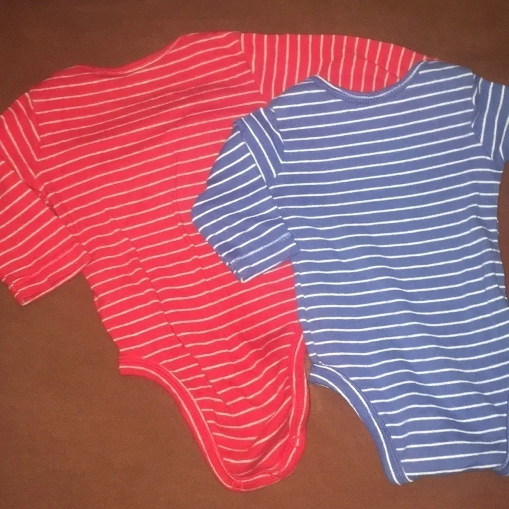 Carter’s unisex red blue striped onesies 3 months